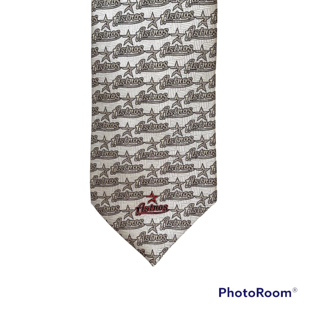 Astros Logo Patterned Tie - Black and White